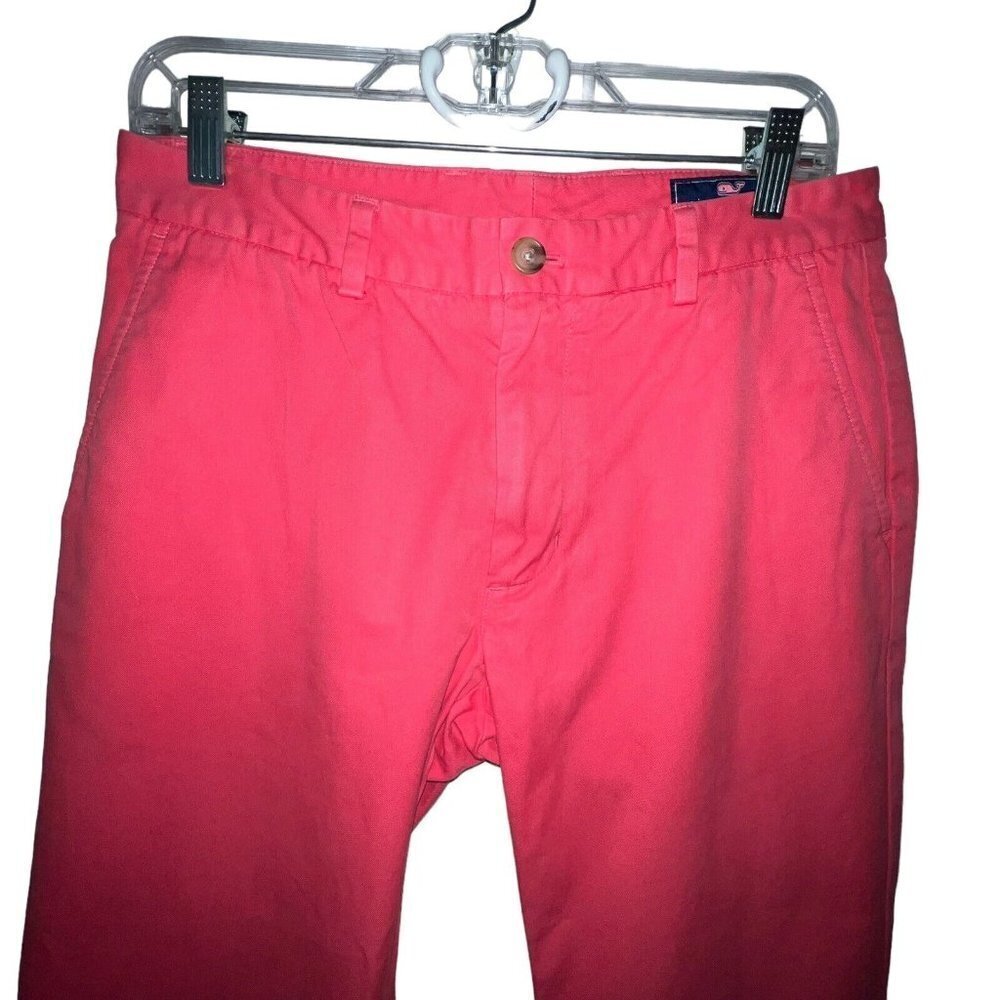 VINEYARD VINES Varsity Red Garment Dyed Slim Fit Breaker Cotton Pants Size 30x32 - Picture 2 of 10